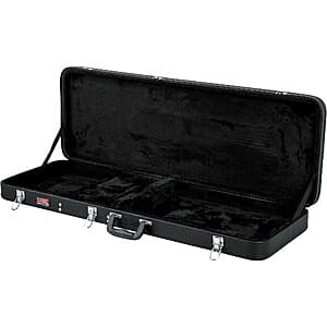 Gator GWE-Elec black hardshell electric guitar case with reinforced latches and carry handles for protection and transport.
