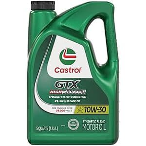 5-qt Castrol GTX High Mileage 10W-30 Synthetic Blend Motor Oil $14.20 w/ S&S