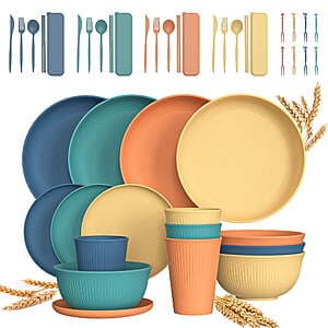 48-pc Service for 4 GPED Wheat Straw Dinnerware & Cutlery Set (various) $18 & More