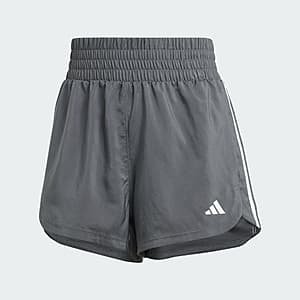 Women's adidas Pacer Training 3-Stripes Woven High-Rise Shorts (Grey Six/White) $7 + Free S/H