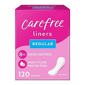 120-Ct Carefree Acti-Fresh Feminine Protection Daily Liners (Regular, Unscented) $4.50 w/ Subscribe & Save