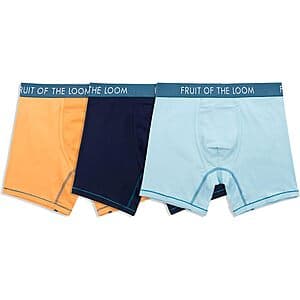 3-Pack Fruit of the Loom Men's Getaway Boxer Briefs: Trunk $7.60, Regular Leg $7.70