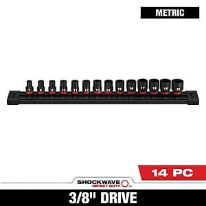 14-Piece Milwaukee SHOCKWAVE 3/8" Drive Metric 6-Point Impact Socket Set $36 + Free Shipping