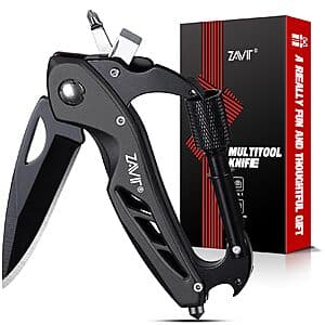 ZAVIT Multitool Carabiner w/ 2.8" Pocket Knife & Safety Lock $4
