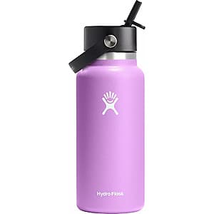 32-Oz Hydro Flask Wide Mouth Water Bottle w/ Flex Straw Cap (Anemone) $12