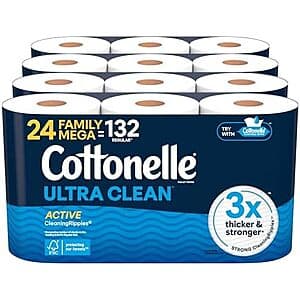 24-Pk Cottonelle Toilet Paper Family Mega Rolls (Ultra Clean or Ultra Comfort) $20.05 w/ S&S