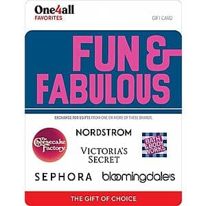 $50 Fun & Fabulous Gift Card $42.50 + Free Shipping