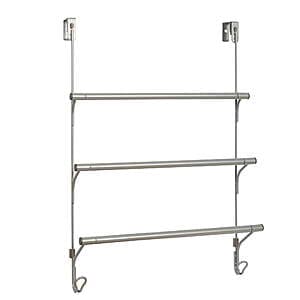 Mainstays SnugFit Over-the-Door 3-Tier Towel Bar w/ Hooks (Satin Nickel) $13.50