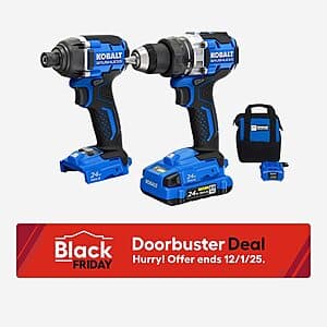 24V Kobalt Brushless Combo Kit w/ 1/2" Drill/Driver, 1/4" Impact, 2Ah Battery $99 + Free Shipping