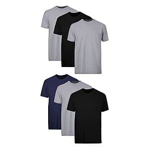 6-Pack Hanes Men's Cotton Moisture-Wicking Undershirts (Black/Grey/Blue) $14.95