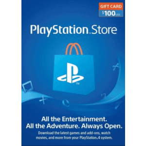 $100 PlayStation Store eGift Card digital gift with PlayStation branding.