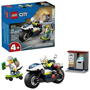 65-Piece LEGO City Police Motorcycle Chase Building Toy $7