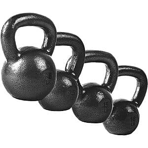80-Lb CAP Barbell Cast Iron Kettlebell Set (30lb, 25lb, 15lb, 10lb) $80 + Free S&H