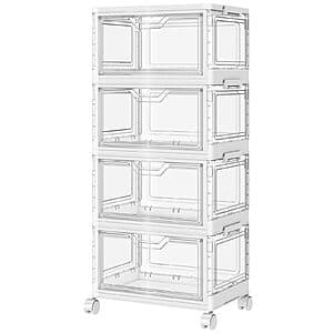 4-Tier 24-Quart Clear Plastic Storage Bins w/ Lid & Wheels $28.80