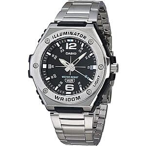 50.5mm Casio Men’s MWA100H Series Stainless Steel Analog Watch (Silver) $38.95 + Free Shipping
