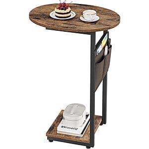 27" Vagusicc C-Shaped End Table w/ Slide-Under Sofa Tray & Storage Pocket (Various) $16.50
