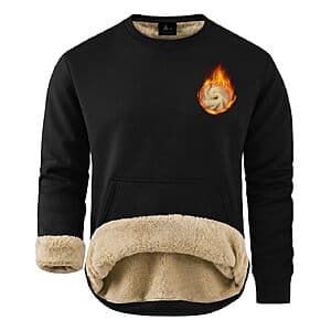 ZITY Men's Sherpa Fleece-Lined Crew Neck Sweatshirt w/ Pocket $15