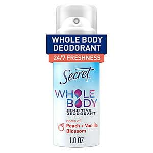 1oz. Secret Whole Body Sensitive 24/7 Deodorant Spray + $7 Walmart Cash Offer 2 for $6.75 + Free Store Pickup