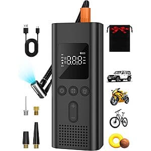 AIRSURE Cordless 150PSI Tire Inflator & Portable Air Compressor from $12