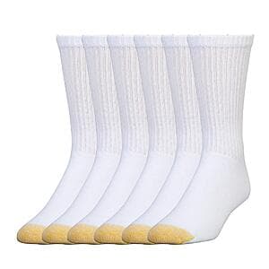 6-Pair GOLDTOE Men's 656S Cotton Crew Athletic Socks (White, Large) $9.40