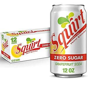 12-Pk 12-Oz Squirt Zero Sugar Grapefruit Soda Soft Drink Beverage $5