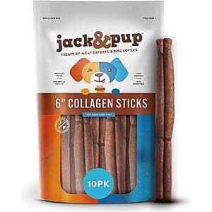 10-Pack 6" Jack&Pup Beef Collagen Sticks $7.70