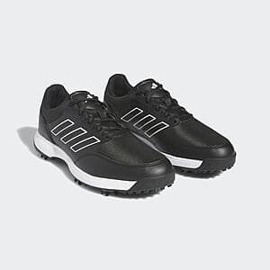 Men's adidas Tech Response 3.0 golf shoe in core black and cloud white colorway.