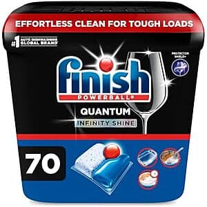70-Ct Finish Quantum Infinity Shine Dishwasher Pods $11 w/ S&S