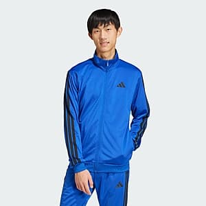 Adidas men's Dayready Tracktop in royal blue with classic three-stripe design and athletic construction.