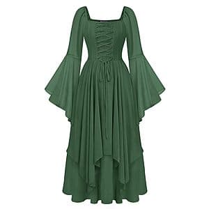 Scarlet Darkness Women's Bell Sleeve Square Neck Renaissance Maxi Dress (Various) $17