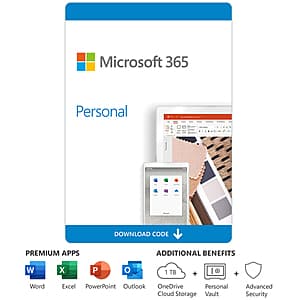 15-Month Microsoft 365 Personal Subscription + Editing Software (Download) $33 & More