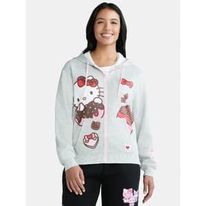 Hello Kitty Women's Valentine's Day Graphic Zip Up Hoodie Sweatshirt $8.50