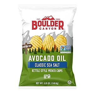 5.25-Oz Boulder Canyon Avocado Oil Kettle Style Potato Chips (Classic Sea Salt) 2 for $5.25