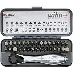 32-Piece Wiha GoBox Standard Bit Set with Mini Ratchet (74984) $23