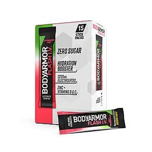 15-Count BodyArmor Flash IV Electrolyte Hydration Powder Packets (Strawberry Kiwi) $5.40 w/ Subscribe & Save