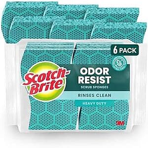 6-Count Scotch-Brite Odor Resist Heavy Duty Scrub Sponges 2 for $10.90 w/ Subscribe & Save