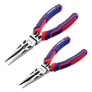 2-Pc Workpro Needle Nose Pliers Set w/ Wire Cutter (6" & 8") $16