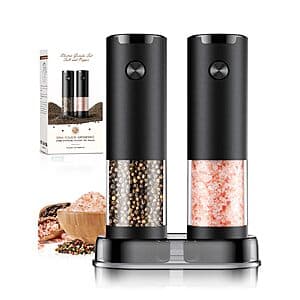 ioion Electric Salt & Pepper Grinder Set w/ Ceramic Blades (Black) $13.80