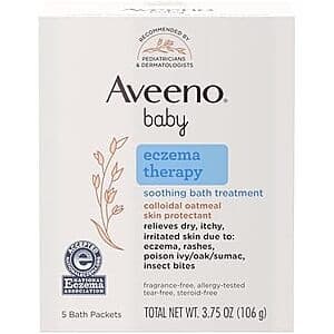 5-ct Aveeno Baby Eczema Therapy Colloidal Oatmeal Soothing Bath Treatment $3.75 w/ S&S
