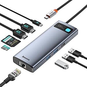 Prime Members: Baseus 9-in-1 USB-C Laptop Docking Station w/ PD & 4K 120Hz HDMI $20 + Free Shipping