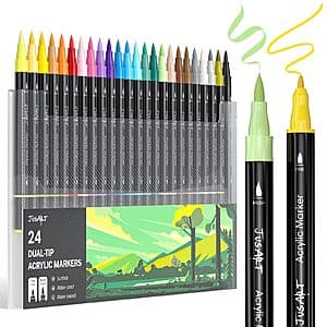 JusArt Dual Tip Acrylic Paint Pen Markers: 60-Count $15.60, 24-Count $7 & More