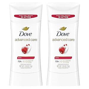 2-pk 2.6-oz Dove Advanced Care Antiperspirant Deodorant for Women (Revive) $6.05 w/ Subscribe & Save