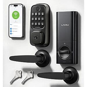 LNDU WiFi Smart Front Door Locks Set w/ Voice & Fingerprint Entry $40 + Free S&H
