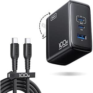 INIU 3-Port Up to 100W USB-C GaN Wall Charger w/ Folding Plug $15.15