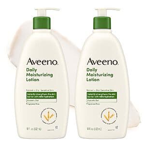 Select Accounts: 2-Pk 18-Oz Aveeno Daily Moisturizing Body Lotion $10.15 w/ S&S