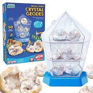 Wow in the World 10-ct Break-Open Crystal Geodes w/ Display Case, Goggles $7.60