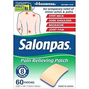 60-ct Salonpas Pain Relieving Patches $5.55 w/ S&S