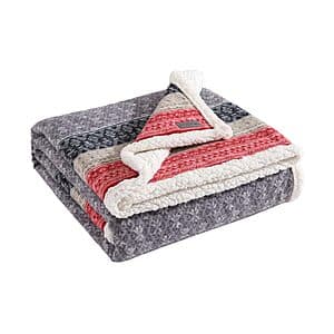 50" x 70" Eddie Bauer Brushed Fleece & Sherpa Throw Blanket (Fair Isle Dark Steel) $14.35
