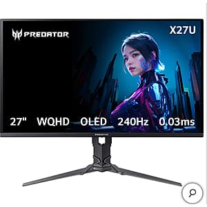 Costco Members: 26.5" Acer Predator X27U OLED 1440p WQHD 240Hz Gaming Monitor $320 + Free S&H