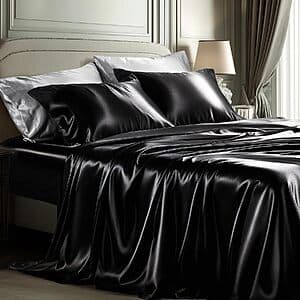 4-Pc Bedsure Queen Satin Sheet Set $10